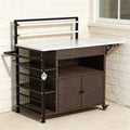 YODOLLA Outdoor Bar Cart with Rattan Storage Cabinet, Brownbest