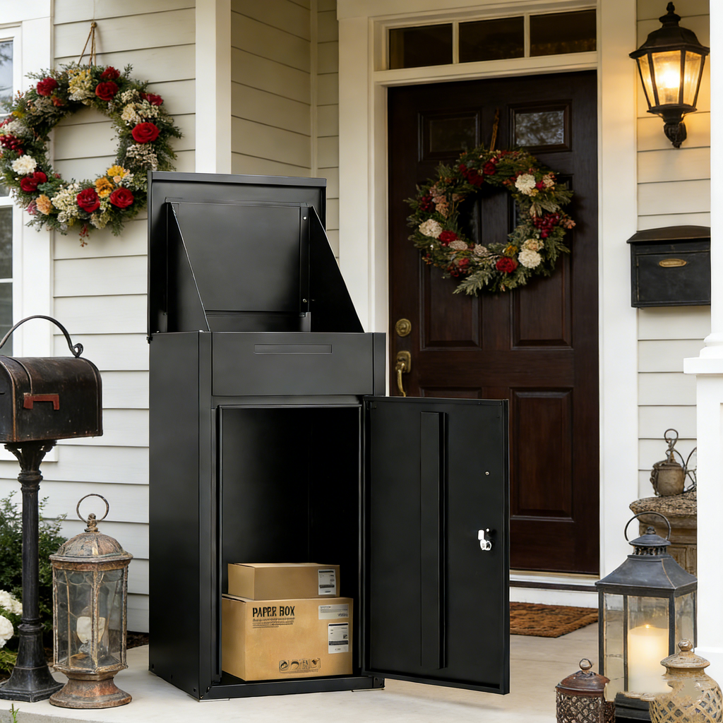 YODOLLA Lockable Anti-Theft Parcel Drop Box with Mailbox for Porch Fence Curbside, Blackbest