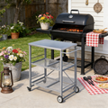 YODOLLA Foldable Stainless Steel Grill Cart Table with Wheels, Gray