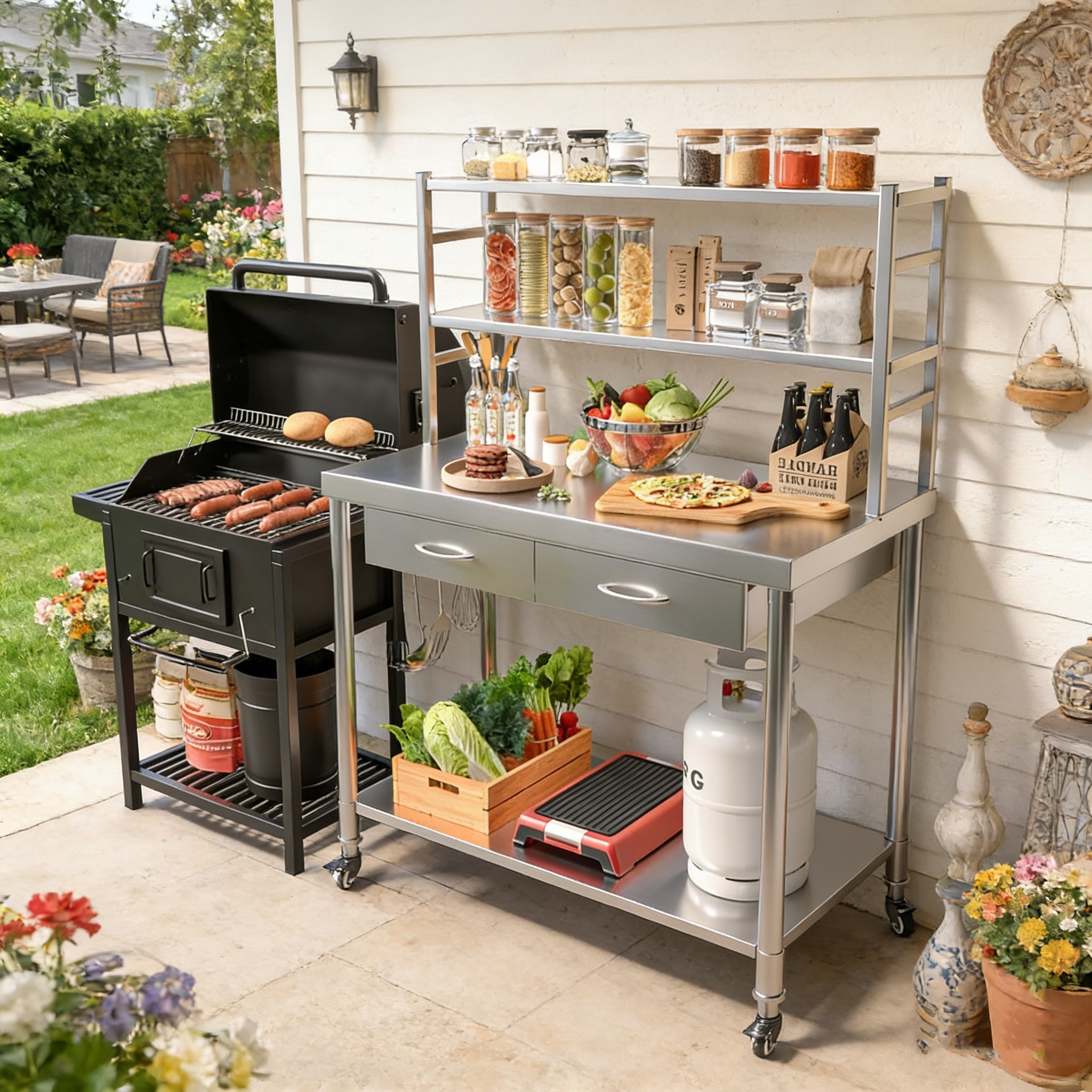 YODOLLA Stainless Steel Table with Shelves and Drawer 48"x24" Prep Table for Commercial Kitchenbest