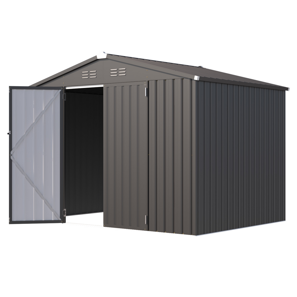 YODOLLA Shed 8' x 6' Metal Storage Shed for Ourdoor, Drak Grey