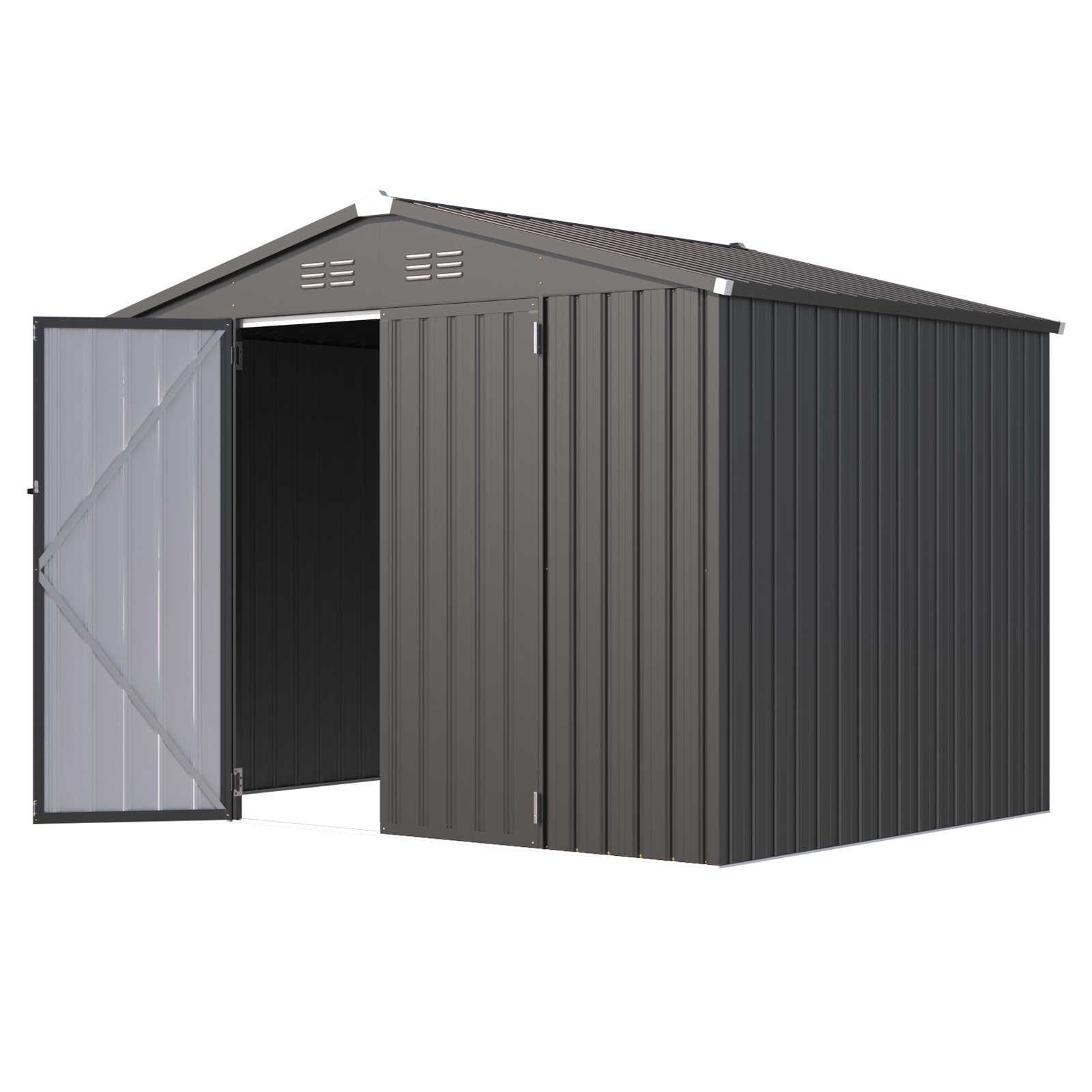 YODOLLA Shed 8' x 6' Metal Storage Shed for Ourdoor, Drak Grey
