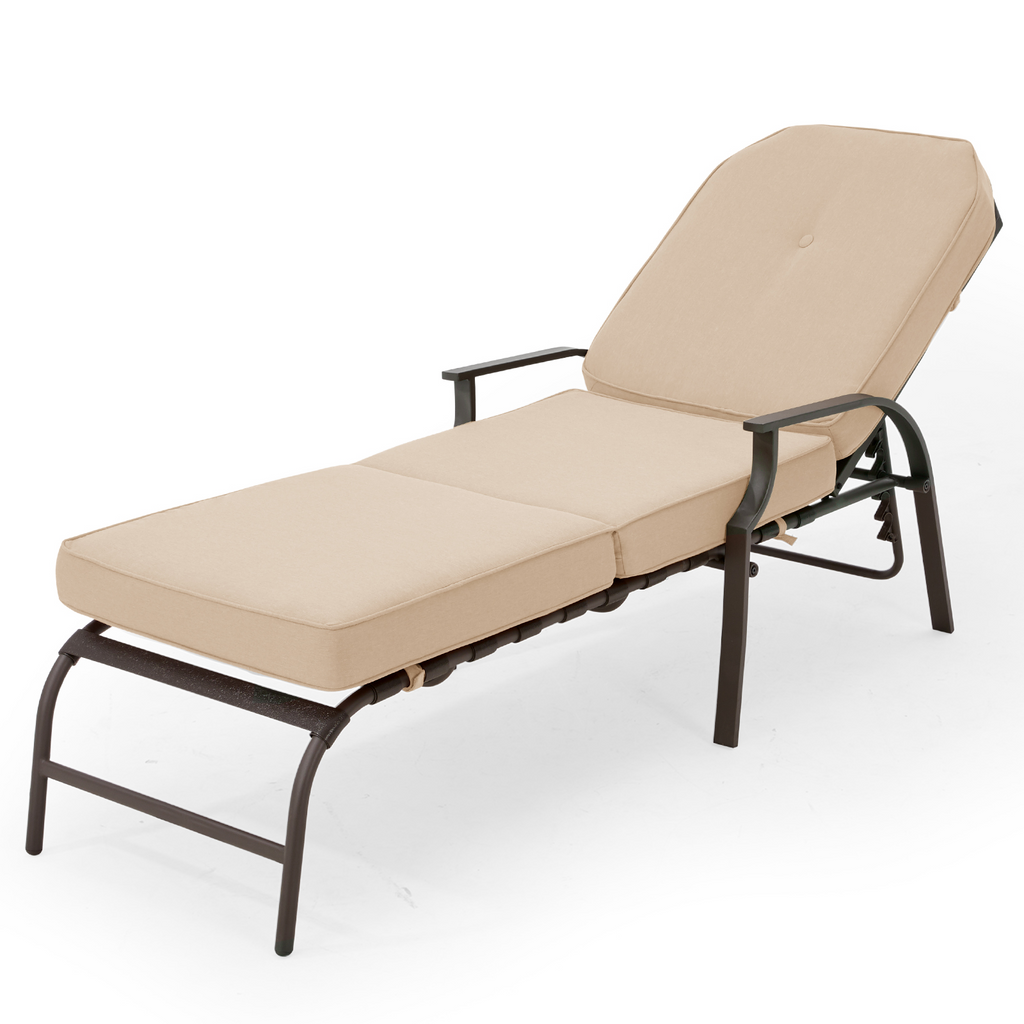 YODOLLA Adjustable Outdoor Chaise Lounge, Beige