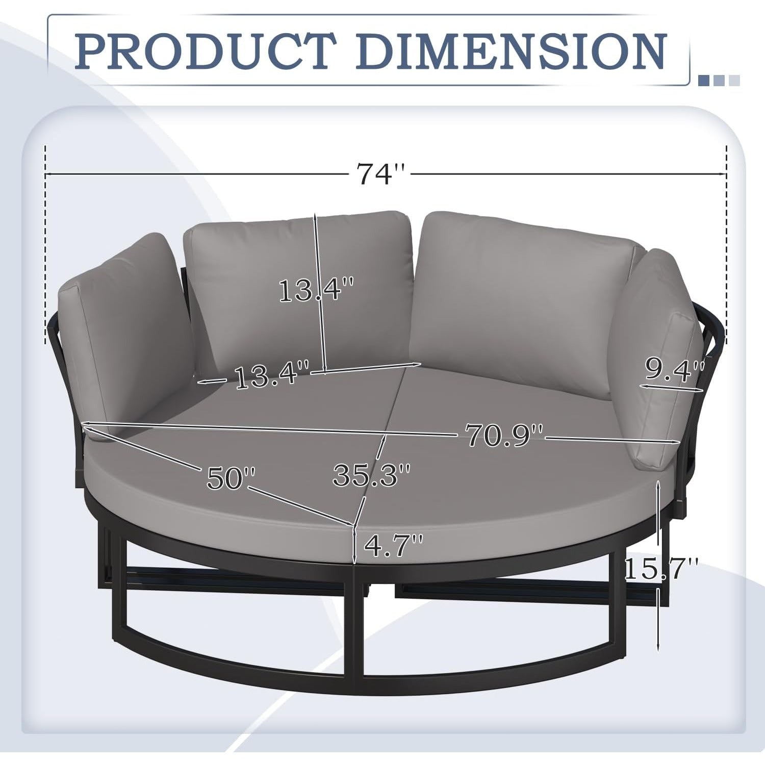 YODOLLA Patio Furniture Outdoor Daybed with Removable Cushions, Grey