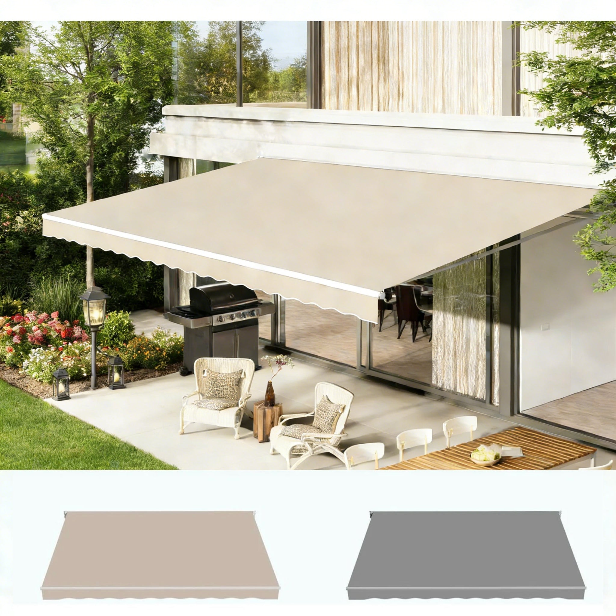 YODOLLA 10x8FT Retractable Awning Replacement Sunshade Canopy