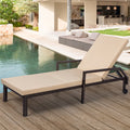 YODOLLA Outdoor Lounge Chairs, Brown Rattan with Beige Cushion