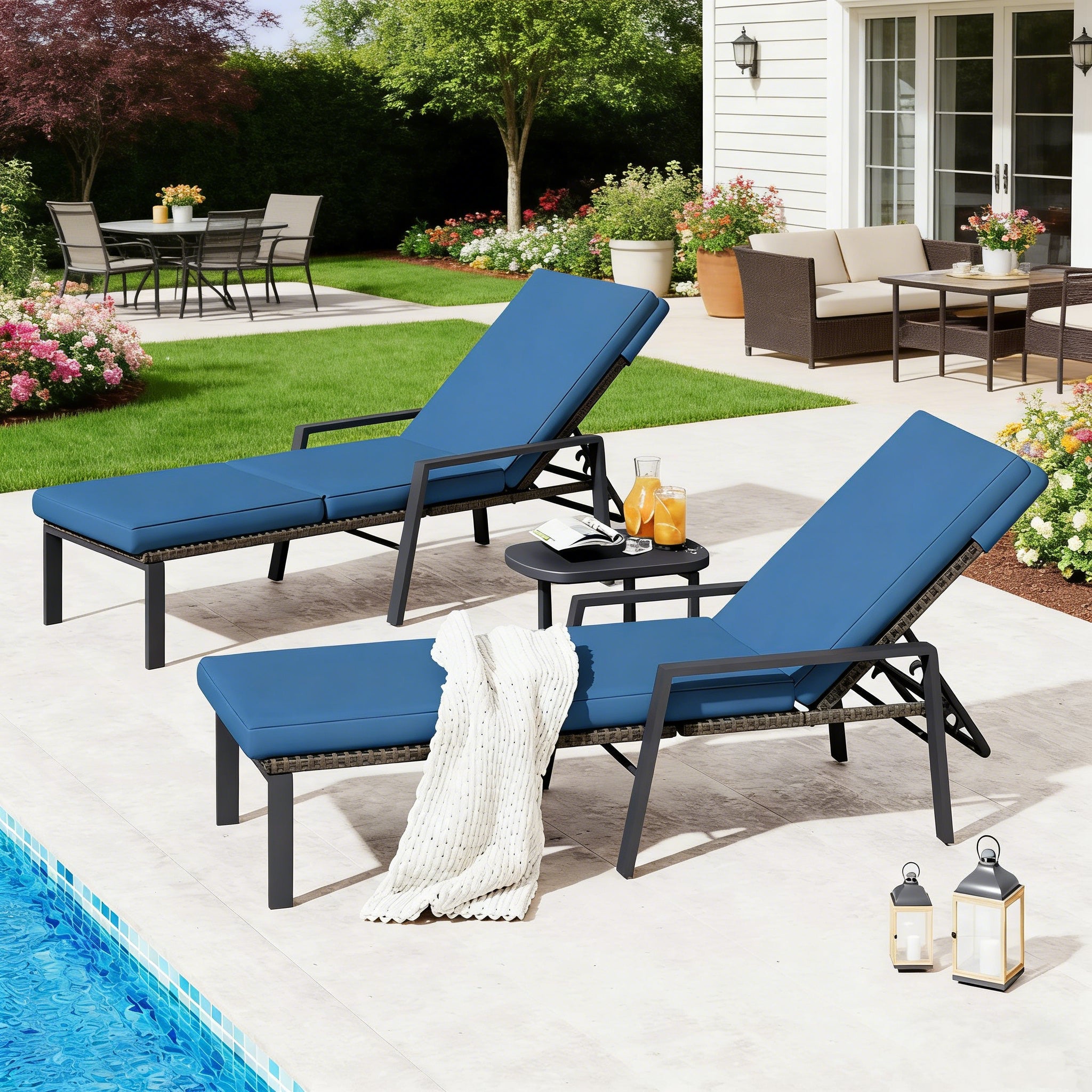 YODOLLA Chaise Lounge Chairs for Outside Set of 2 with Removable Cushion