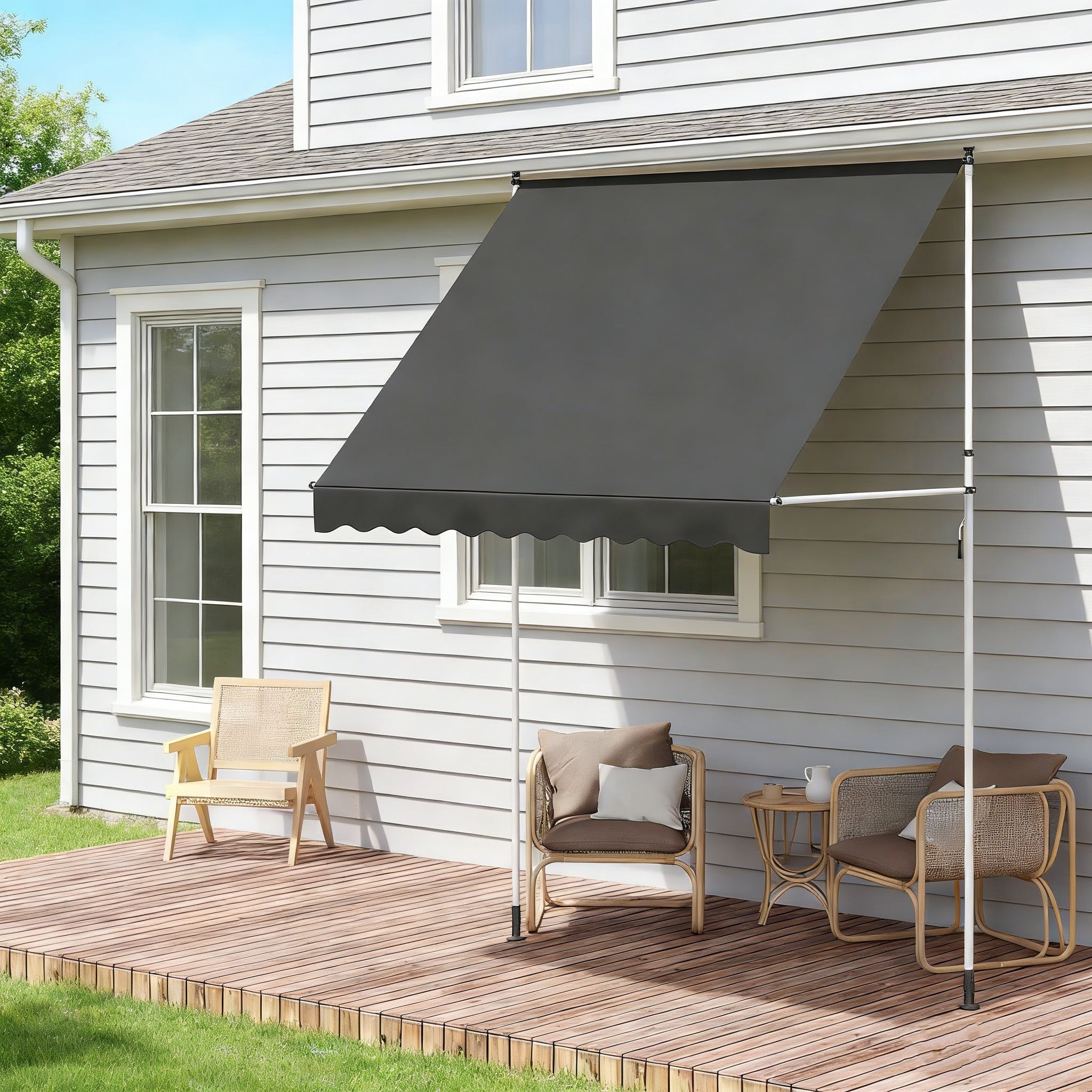YODOLLA 78”×47” Free Standing Awning, Dark Grey