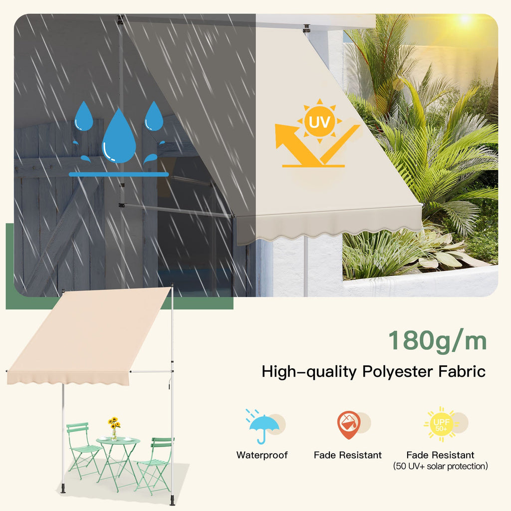 YODOLLA 59”×47” Manual Retractable Awning, Beige