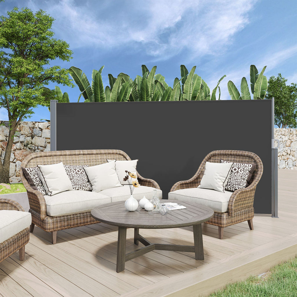 YODOLLA 118"x 63" Splashproof Retractable Side Awning, Black