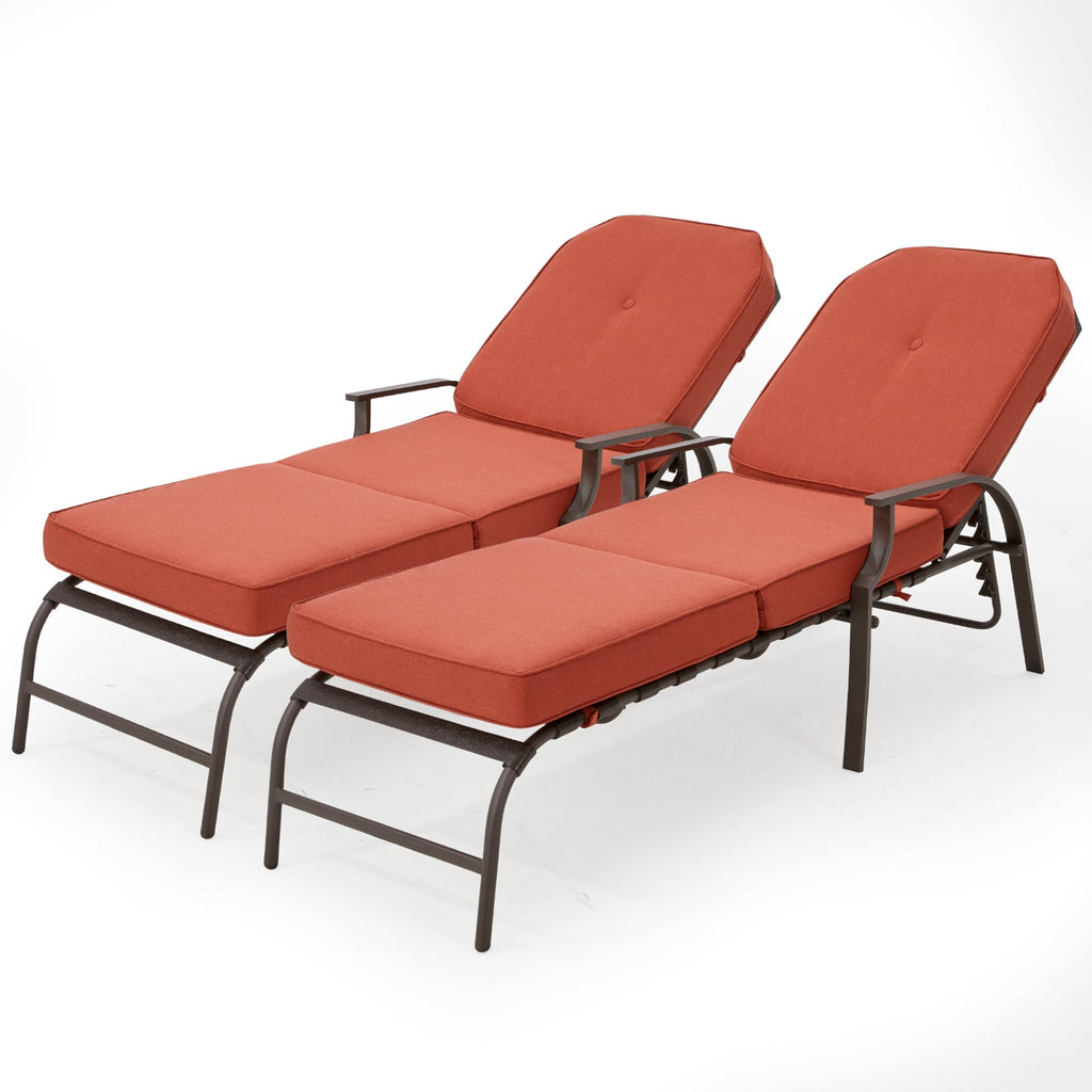 YODOLLA Adjustable Outdoor Chaise Lounge, Orange