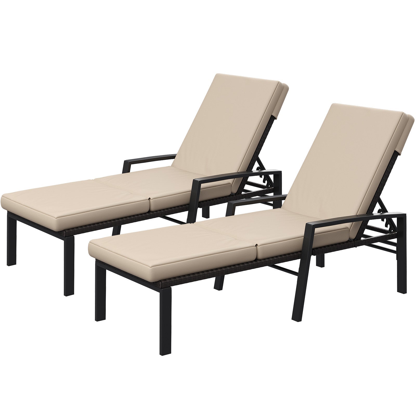YODOLLA Chaise Lounge Chairs for Outside Set of 2 with Removable Cushion