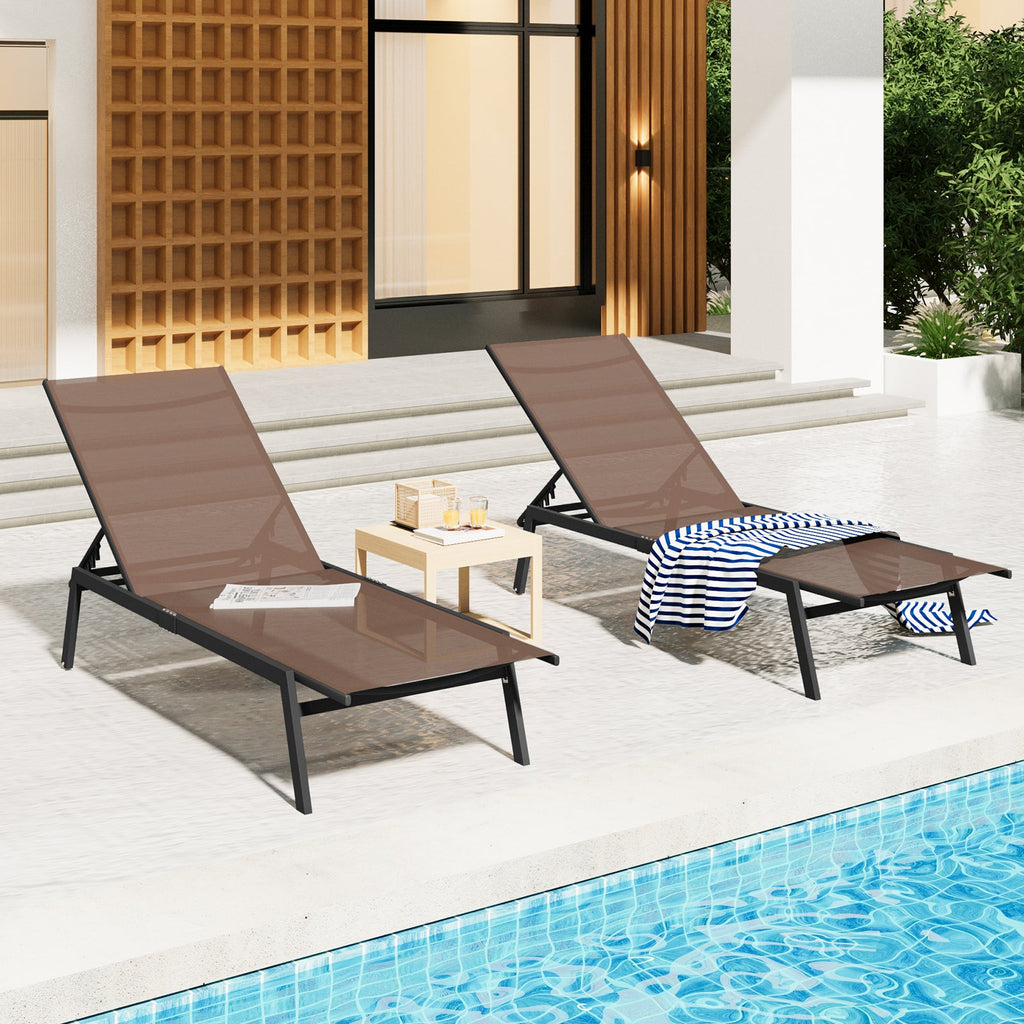 YODOLLA 2 PCS Curved Design Pool Lounge Chairs, Brown