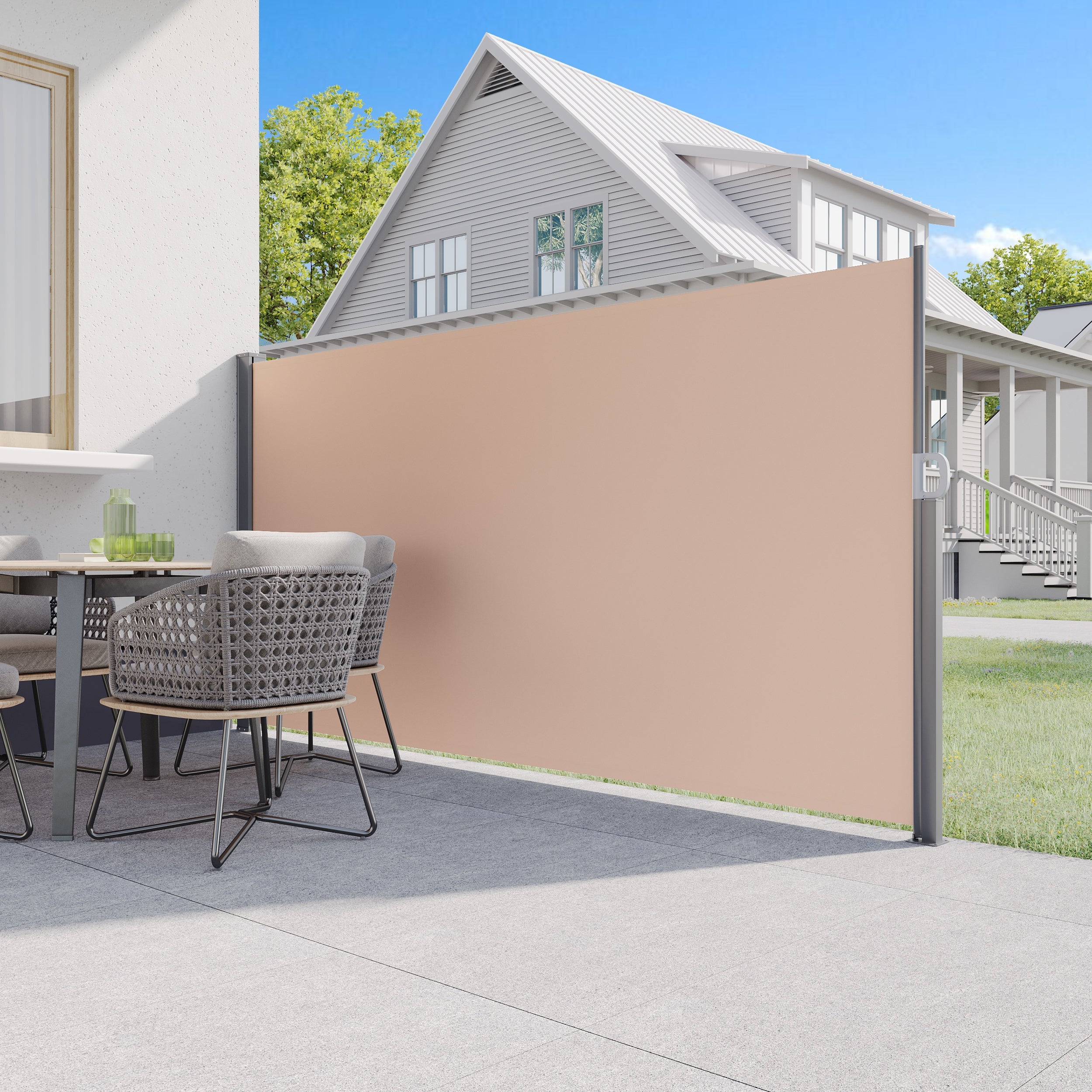 YODOLLA 118"x 71" Splashproof Retractable Side Awning, Beige