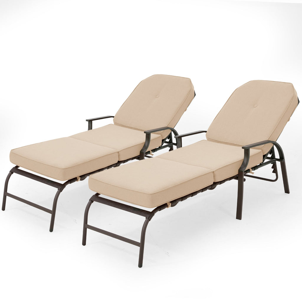 YODOLLA Adjustable Outdoor Chaise Lounge, Beige
