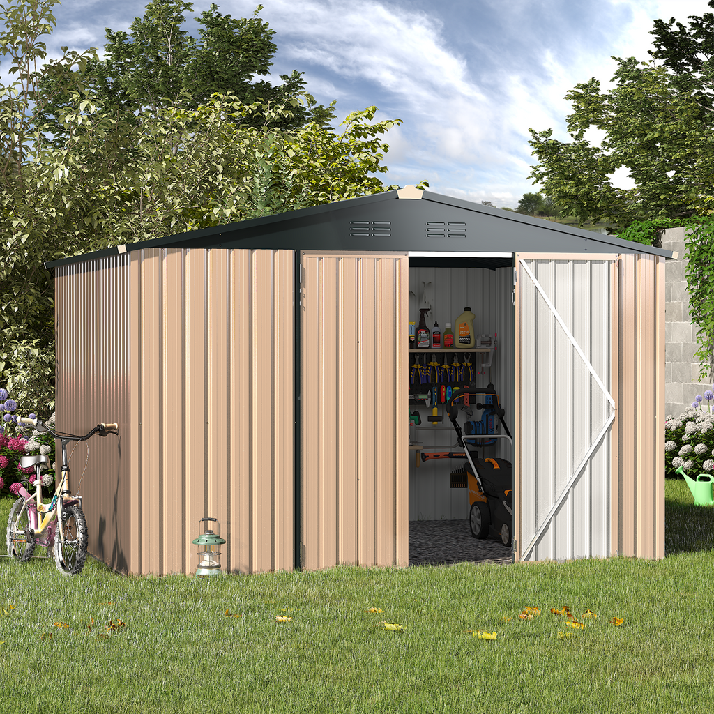 YODOLLA Shed 8' x 10' Outdoor Storage Metal Shed, Black