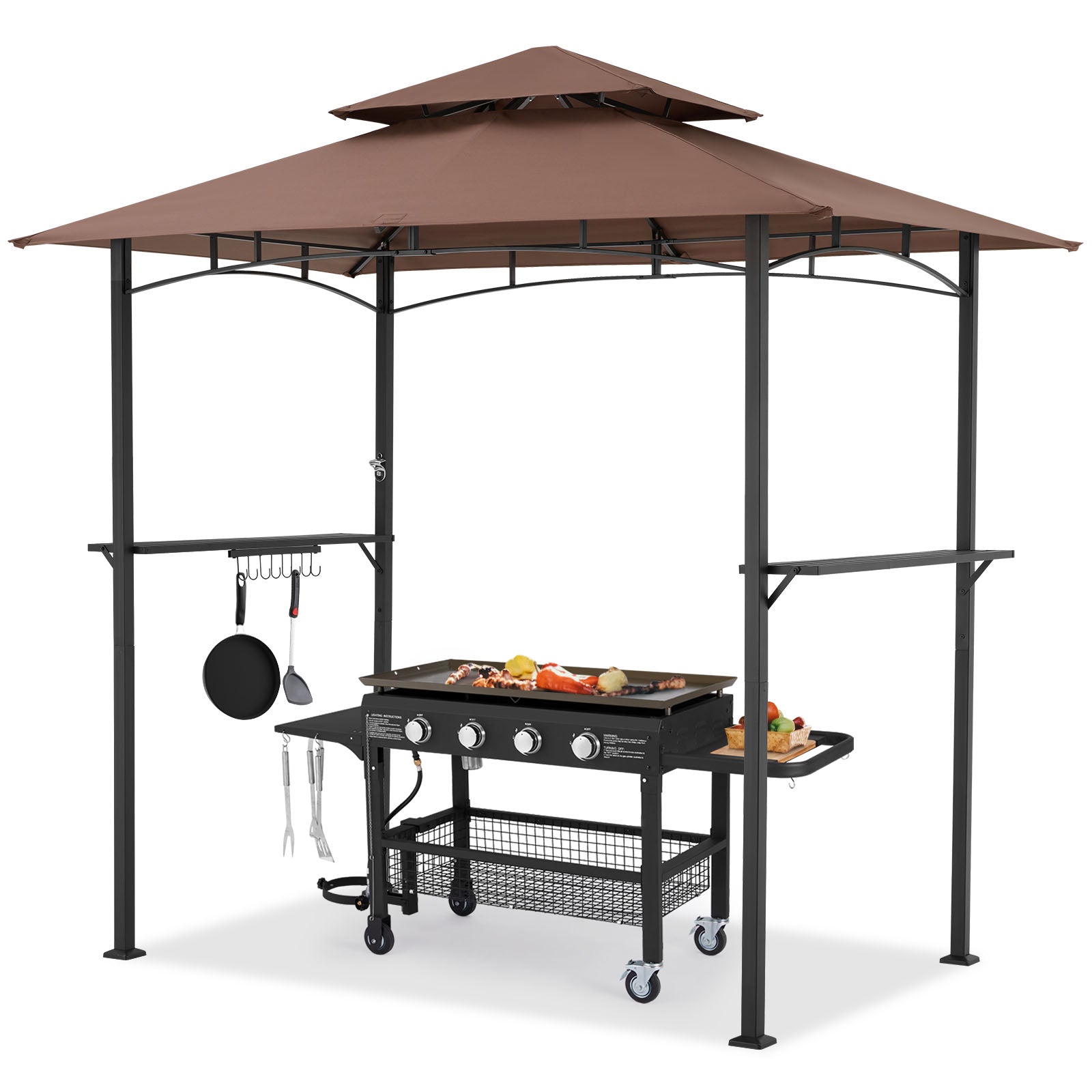 YODOLLA 8' x 5' Grill Gazebo, Brown