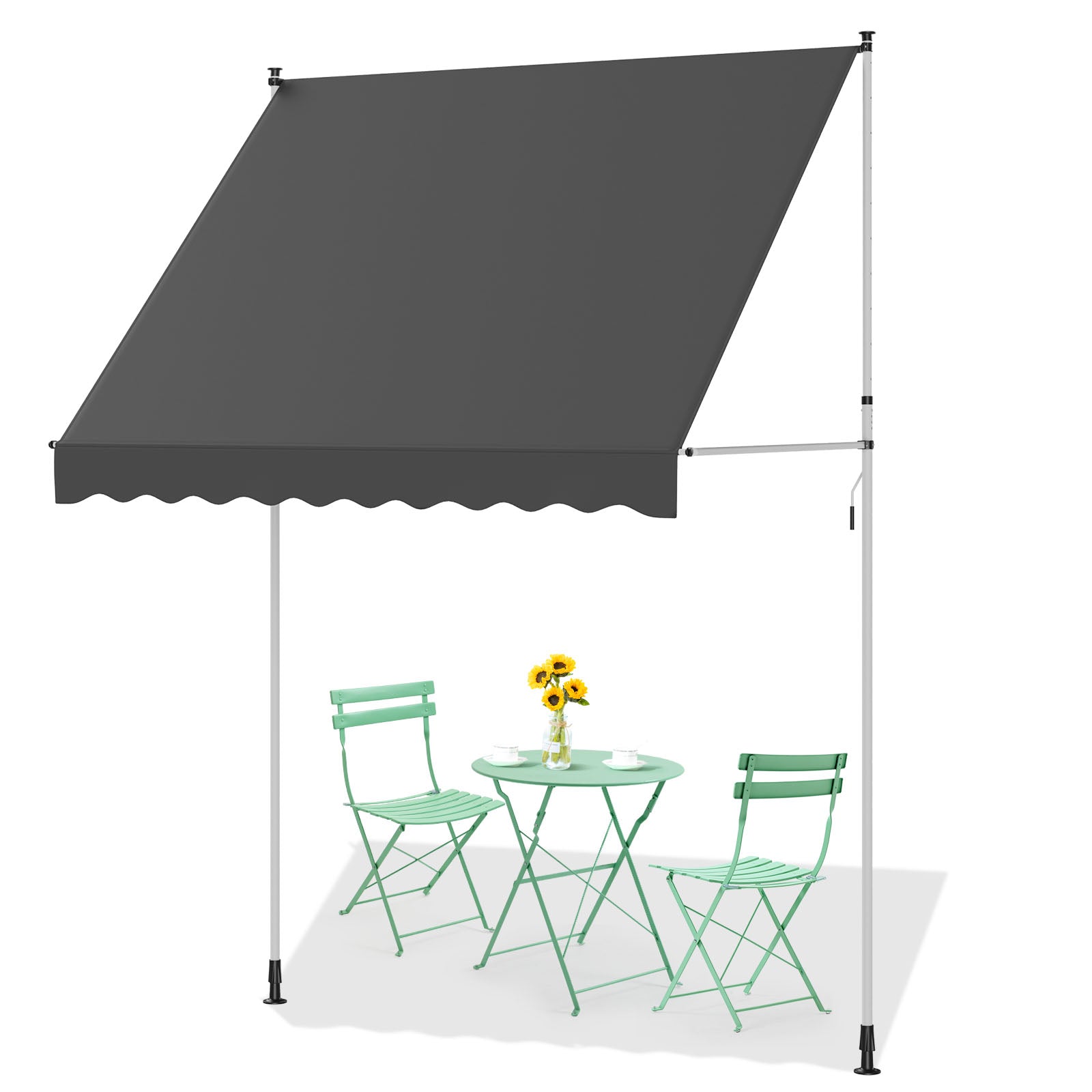 YODOLLA 78”×47” Free Standing Awning, Dark Grey