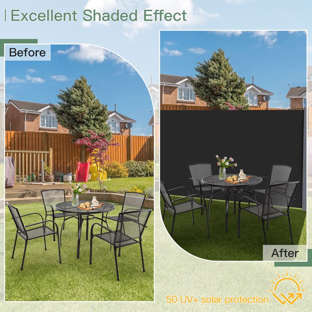 YODOLLA 118"x 63" Splashproof Retractable Side Awning, Black