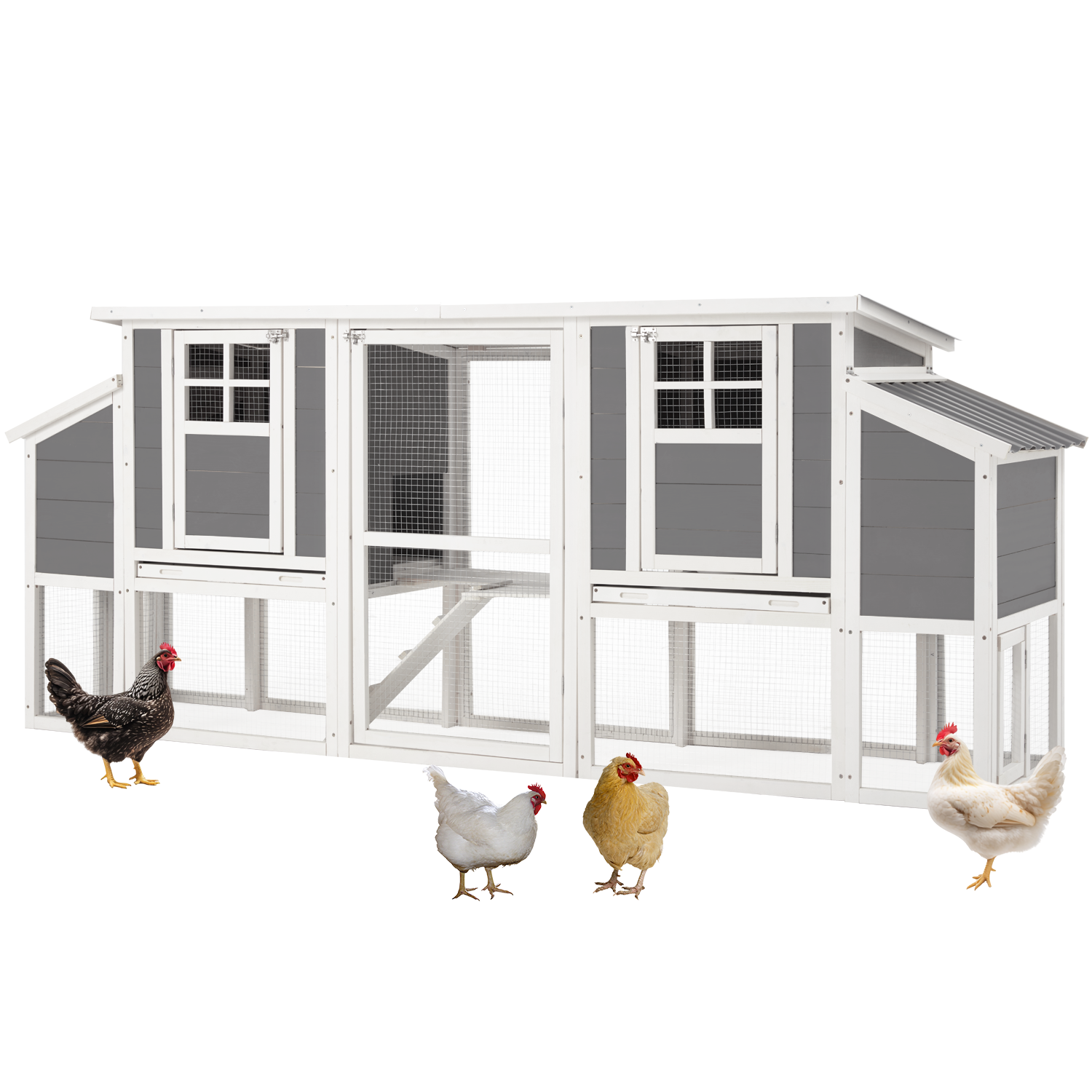 YODOLLA 98'' Extra Large Chicken Coop Wood Chicken House with 4 Nesting Boxes