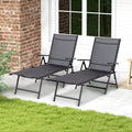 YODOLLA 7 Back & 2 Leg Adjustable Outdoor Chaise Lounge Chair Set of 2, Grey