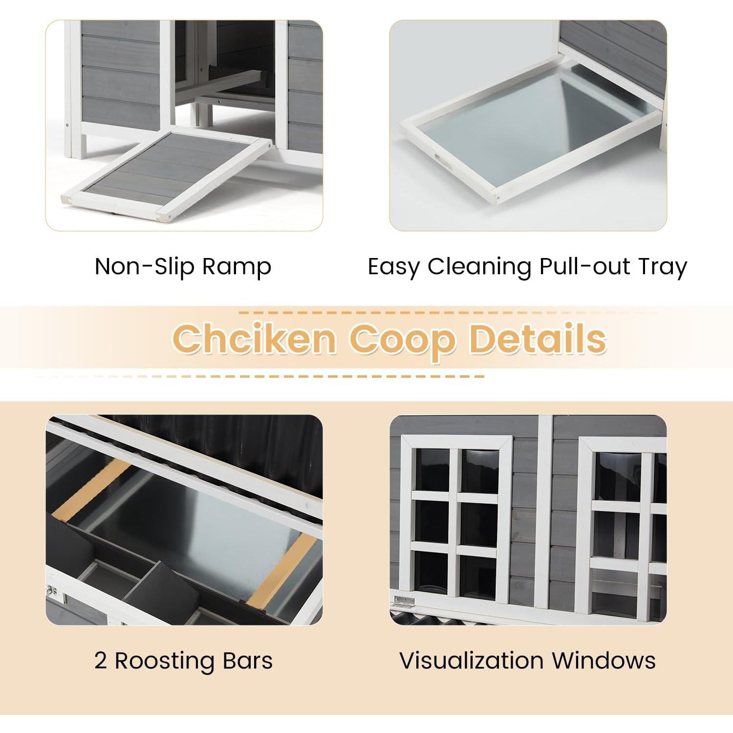 YODOLLA Chicken Coop, 40" Large Wooden Chicken Hutch with 3 Lockable Nesting Boxes