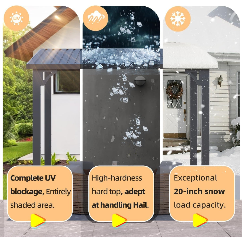 YODOLLA 20' x 12' Outdoor Wall-Mounted Gazebo Hardtop Pergola for Patio