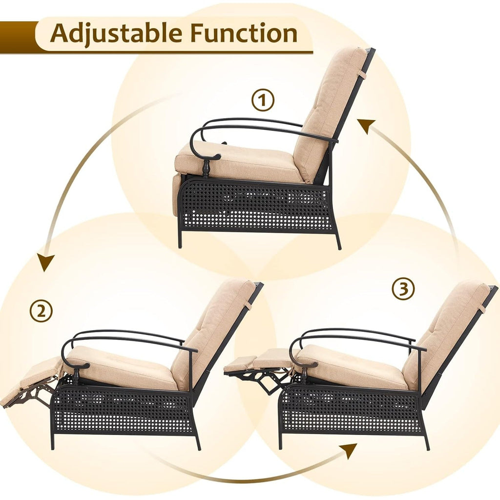 YODOLLA Outdoor Recliner Chair with Olefin Cushions