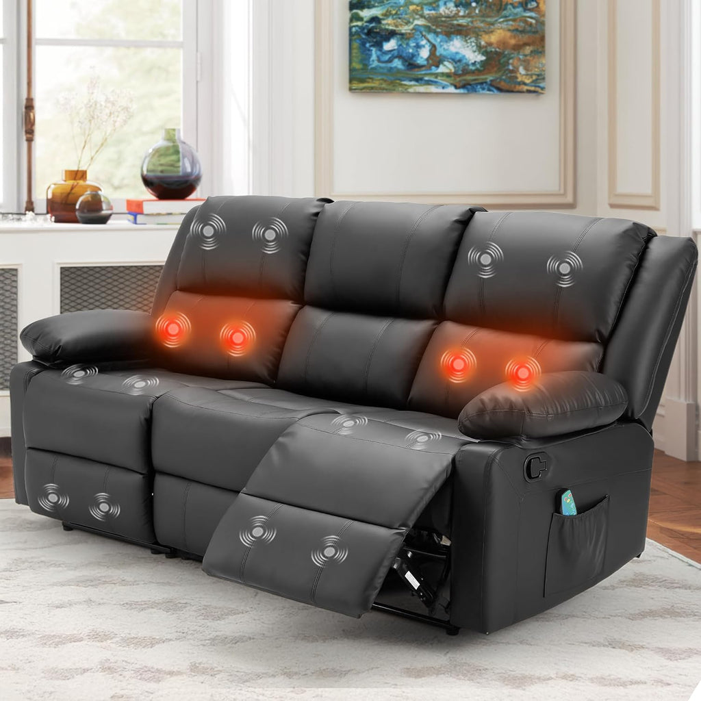 YODOLLA Reclining Sofa 3-Seater Couch, Blackbest