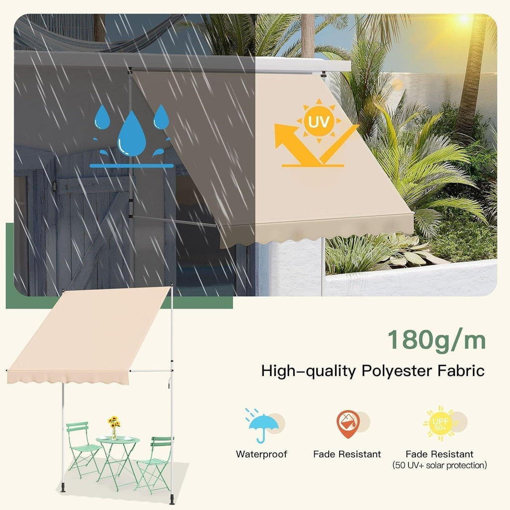 YODOLLA 2x1.8m Free Standing Awning, Beige