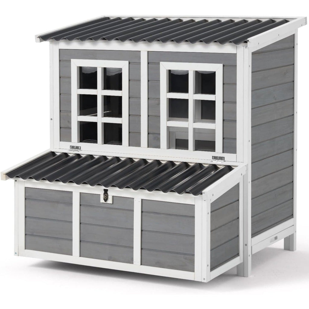 YODOLLA Chicken Coop, 40" Large Wooden Chicken Hutch with 3 Lockable Nesting Boxes