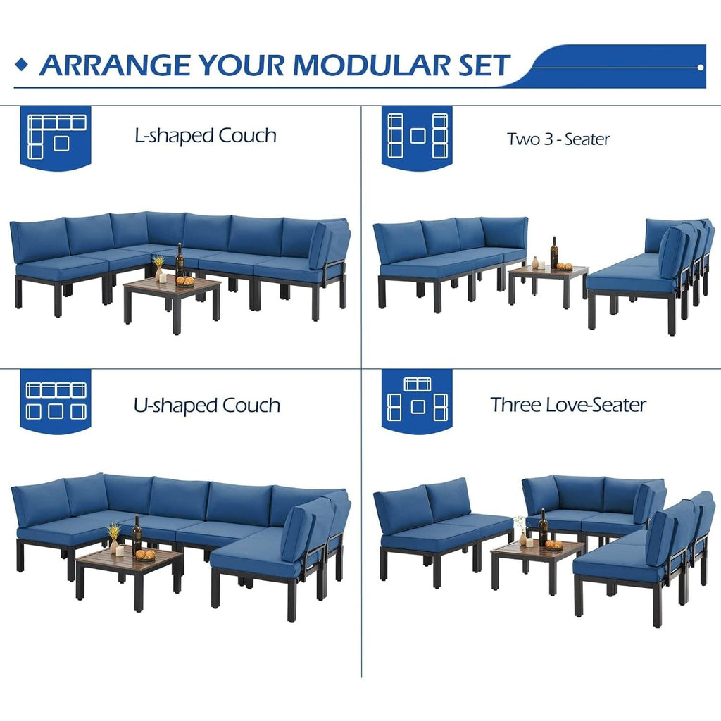 YODOLLA Outdoor Patio Furniture Set, 7 Piece Metal Patio Sectional Conversation Sofabest