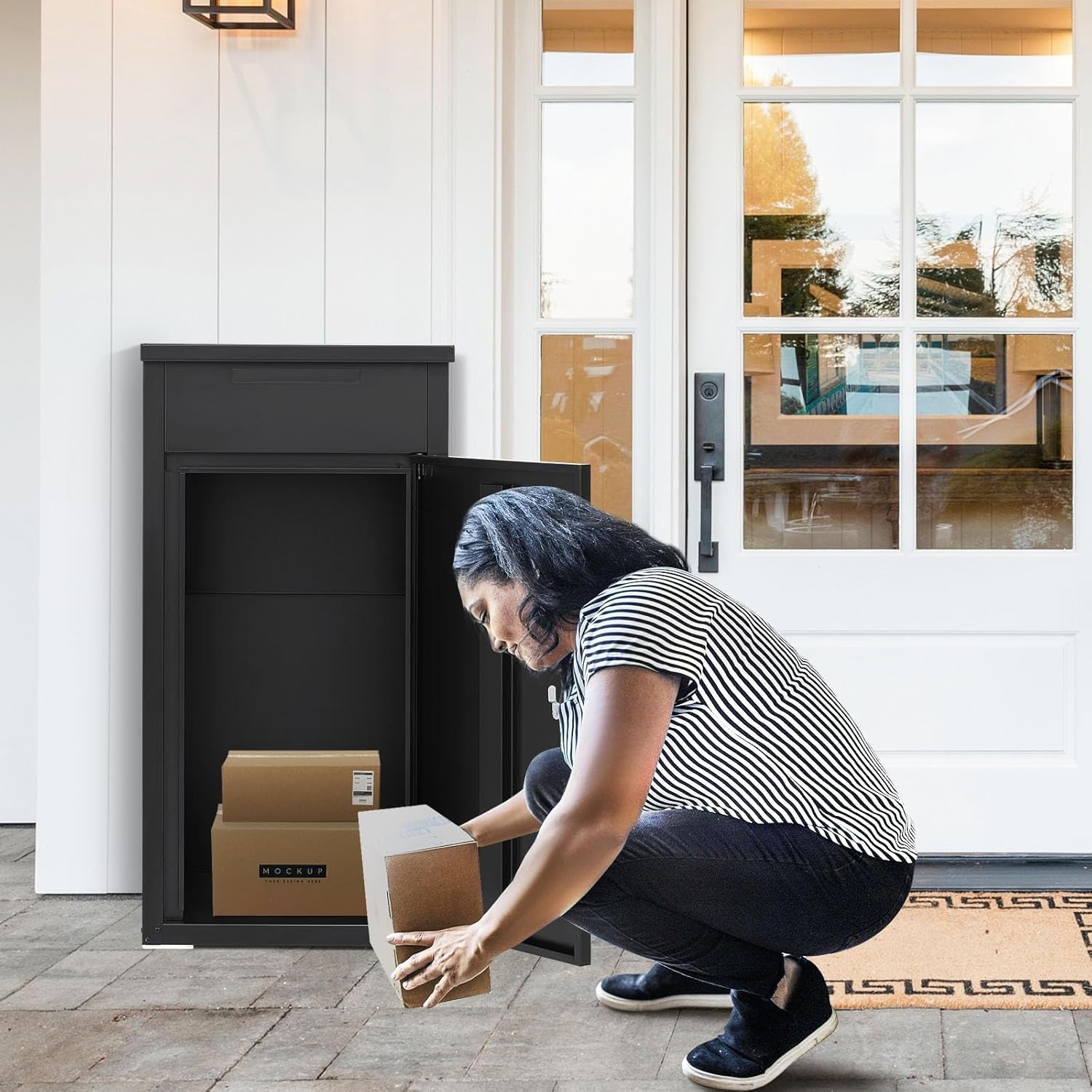 YODOLLA Lockable Anti-Theft Parcel Drop Box with Mailbox for Porch Fence Curbside, Blackbest