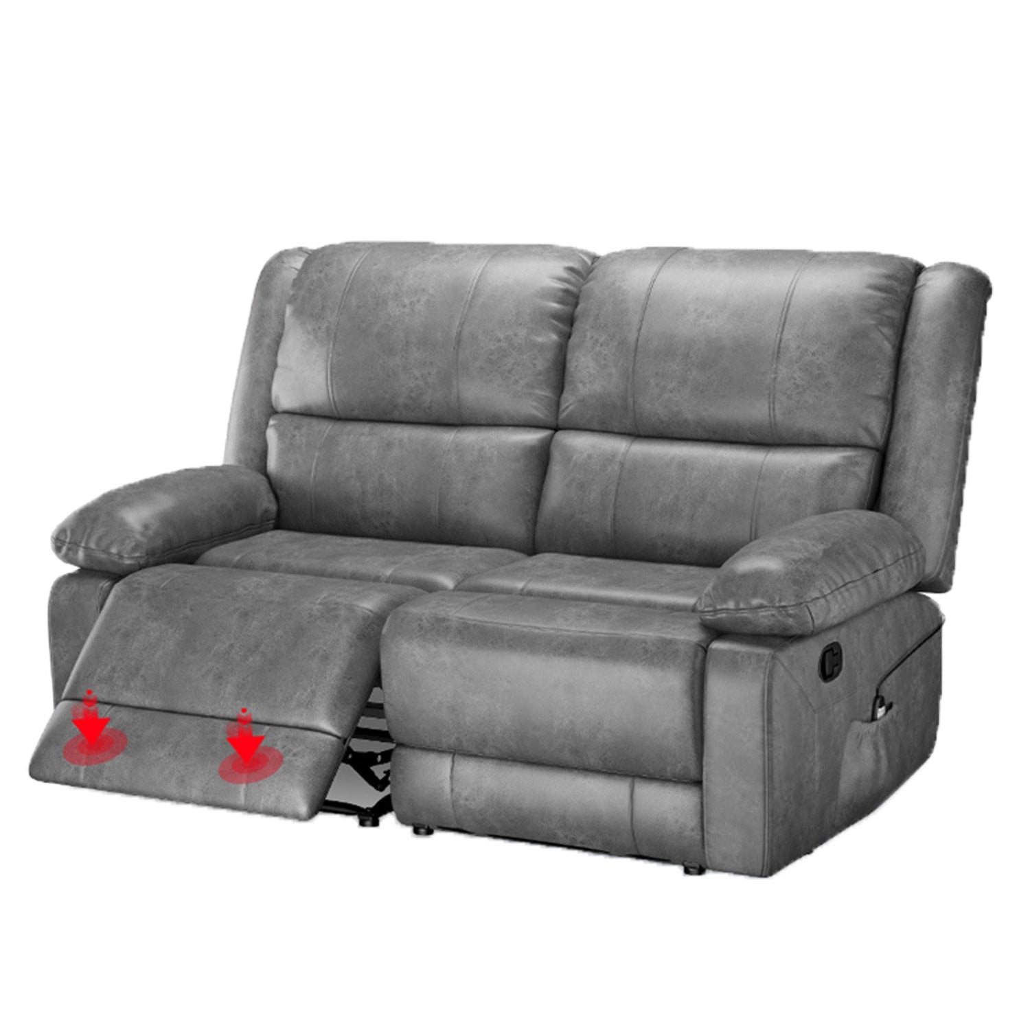 YODOLLA 2 Seat Loveseat Recliner with Heat&Massage Function, Faux Leather, Greybest