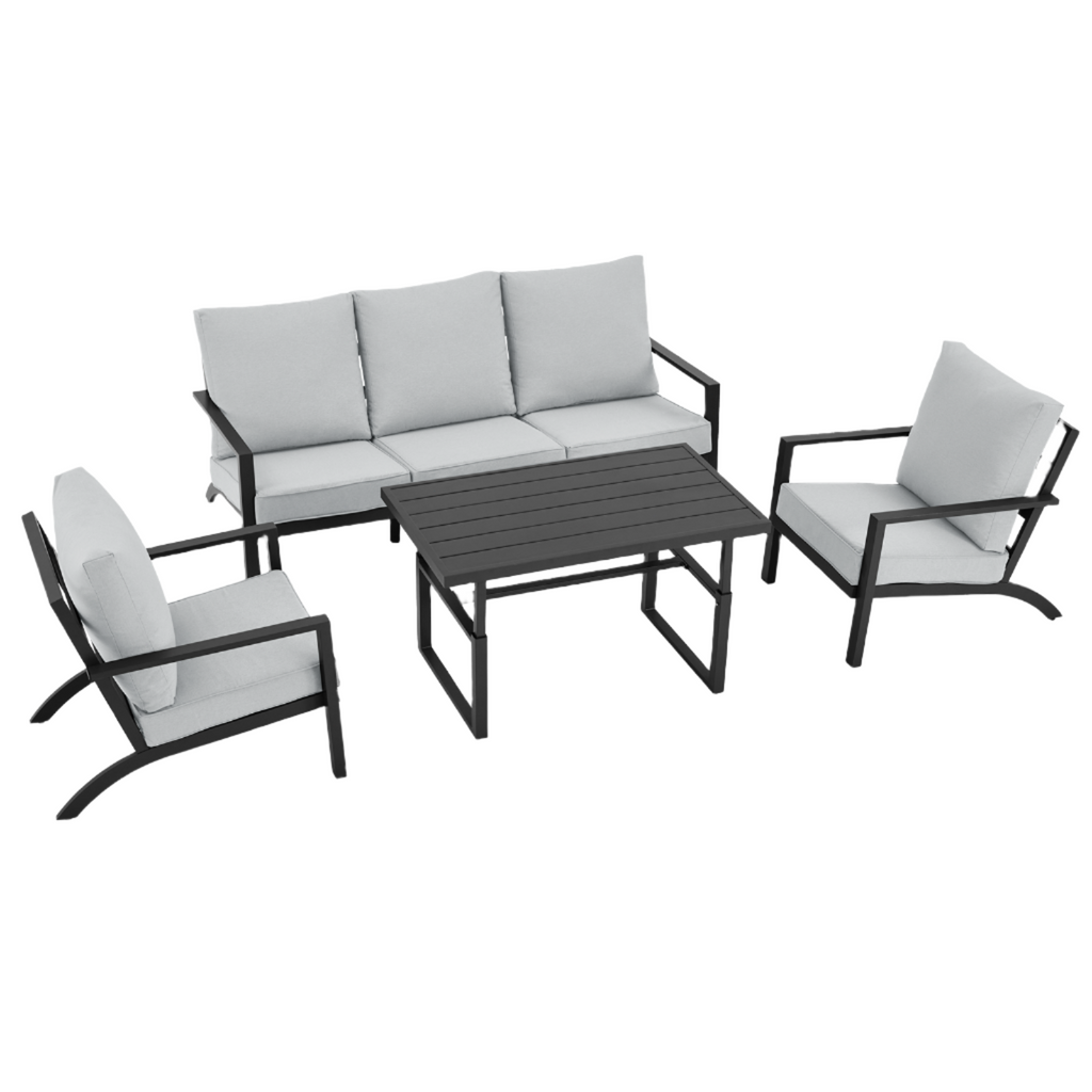 YODOLLA Aluminum Patio Furniture Set Metal Outdoor Furniture, Light Grey