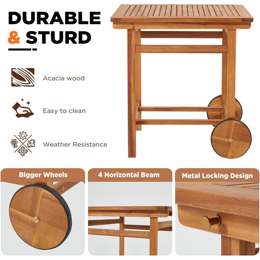 YODOLLA Outdoor Folding Chairs Set, Wooden Patio Dining Set