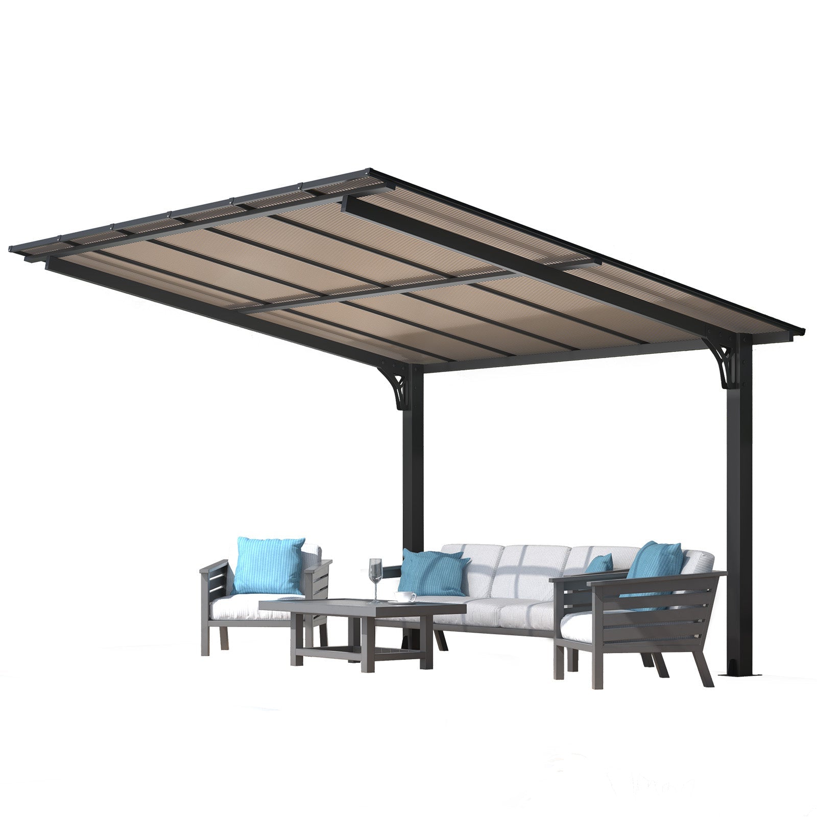YODOLLA 12' x 10' Gazebo, Outdoor 10x12 Pergola Carport for Patio, Freestanding Lean to Hardtop Gazebo, Pergolas and Gazebos Clearance with Roof