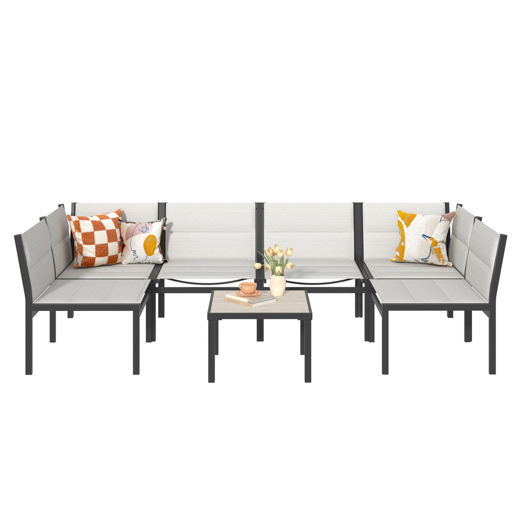 YODOLLA 7-Pc Sectional Patio Set Textilene Fabric, Off-Whitebest