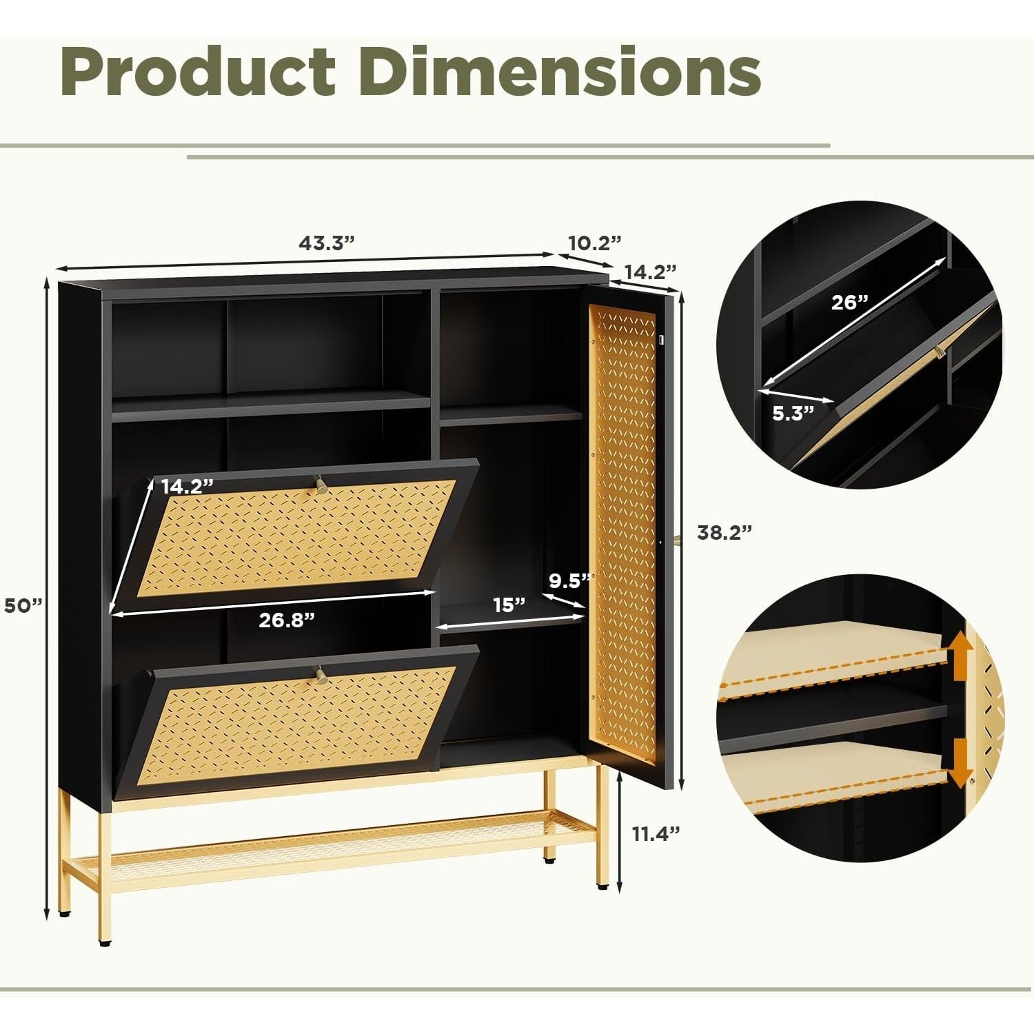 YODOLLA Shoe Storage Cabinet with 2 Flip Drawers Hidden Shoe Organizerbest