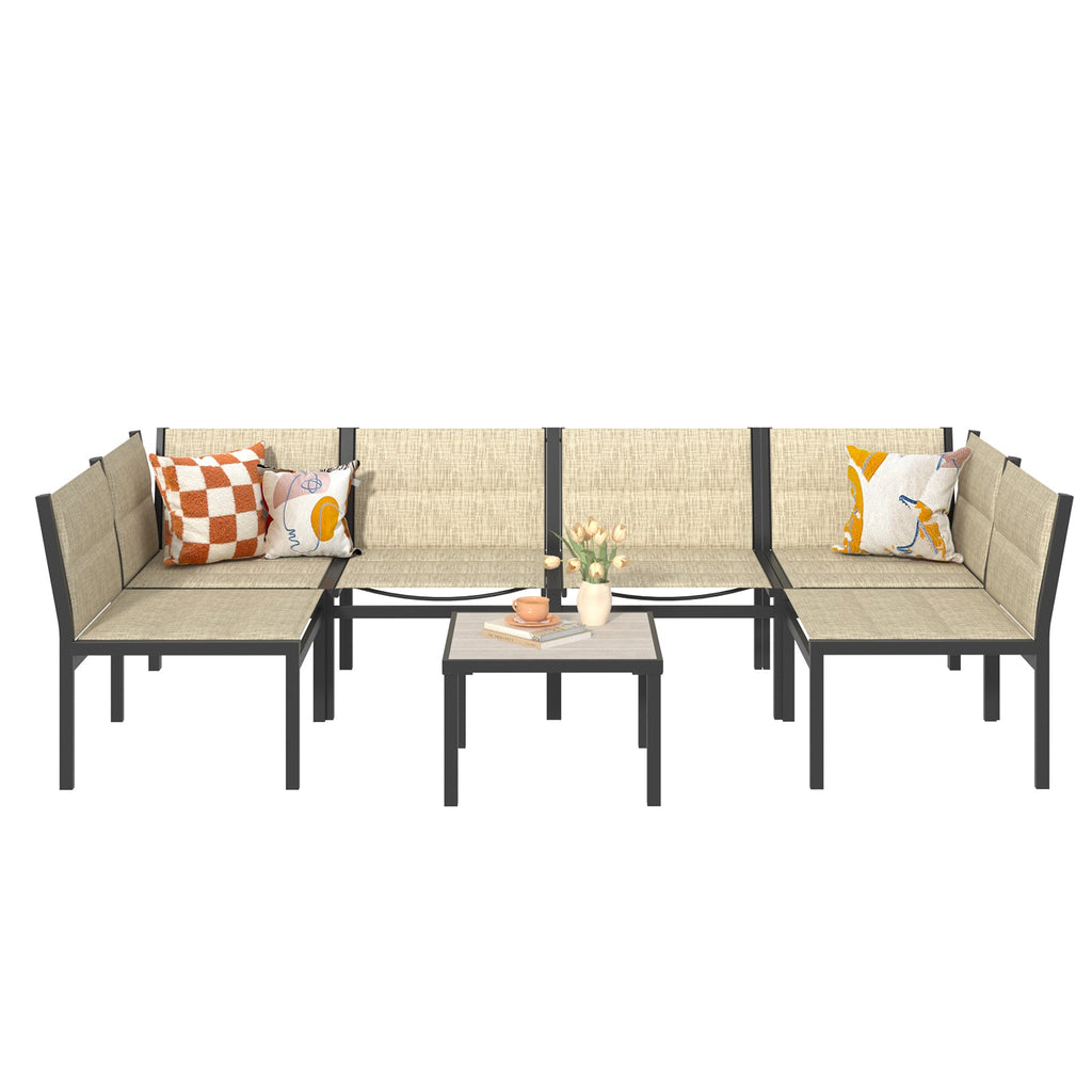 YODOLLA 7-Pc Sectional Patio Set Textilene Fabric, Yellowbest