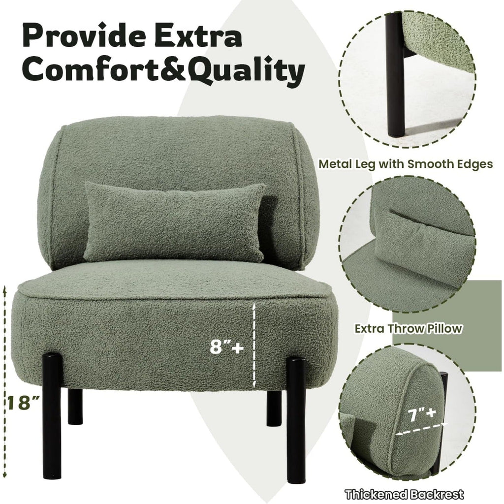 YODOLLA  Mid Century Modern Accent Chair, Extra Large Teddy Upholstered Lounge Chair with Pillow