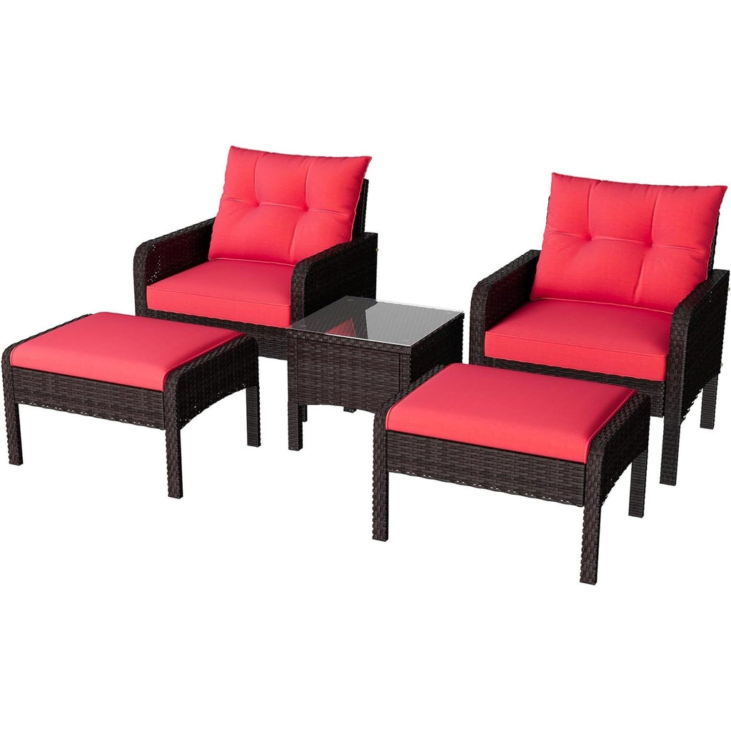 YODOLLA Outdoor 5 Pieces Patio Furniture Set, Redbest