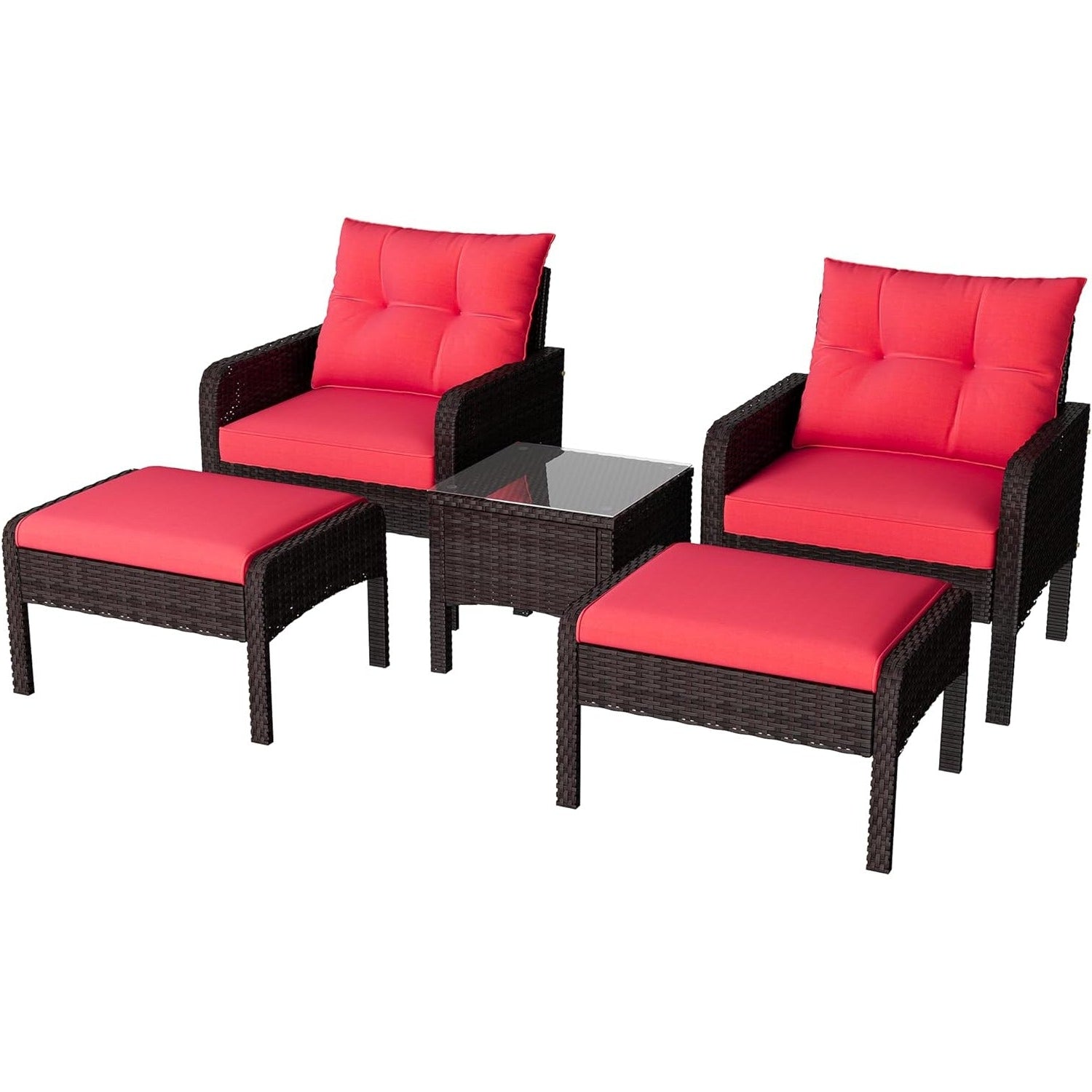 YODOLLA Outdoor 5 Pieces Patio Furniture Set, Redbest