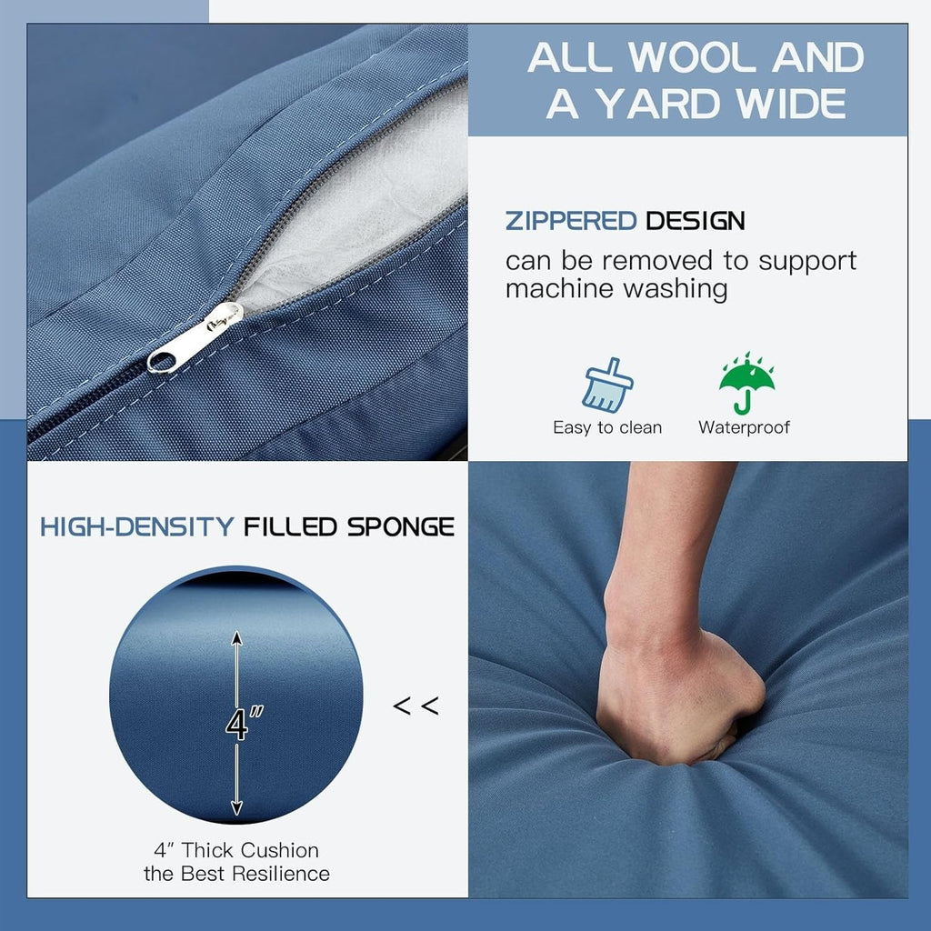 YODOLLA 7 Pieces Wicker Conversation Set with Ottoman Patio Furniture Set, Blue