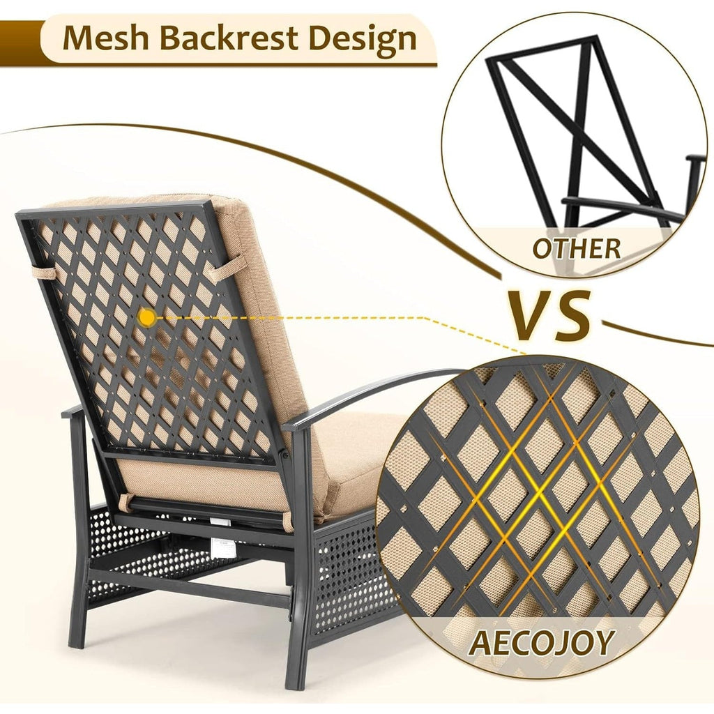 YODOLLA Outdoor Recliner Chairs Set of 2 with Side Table