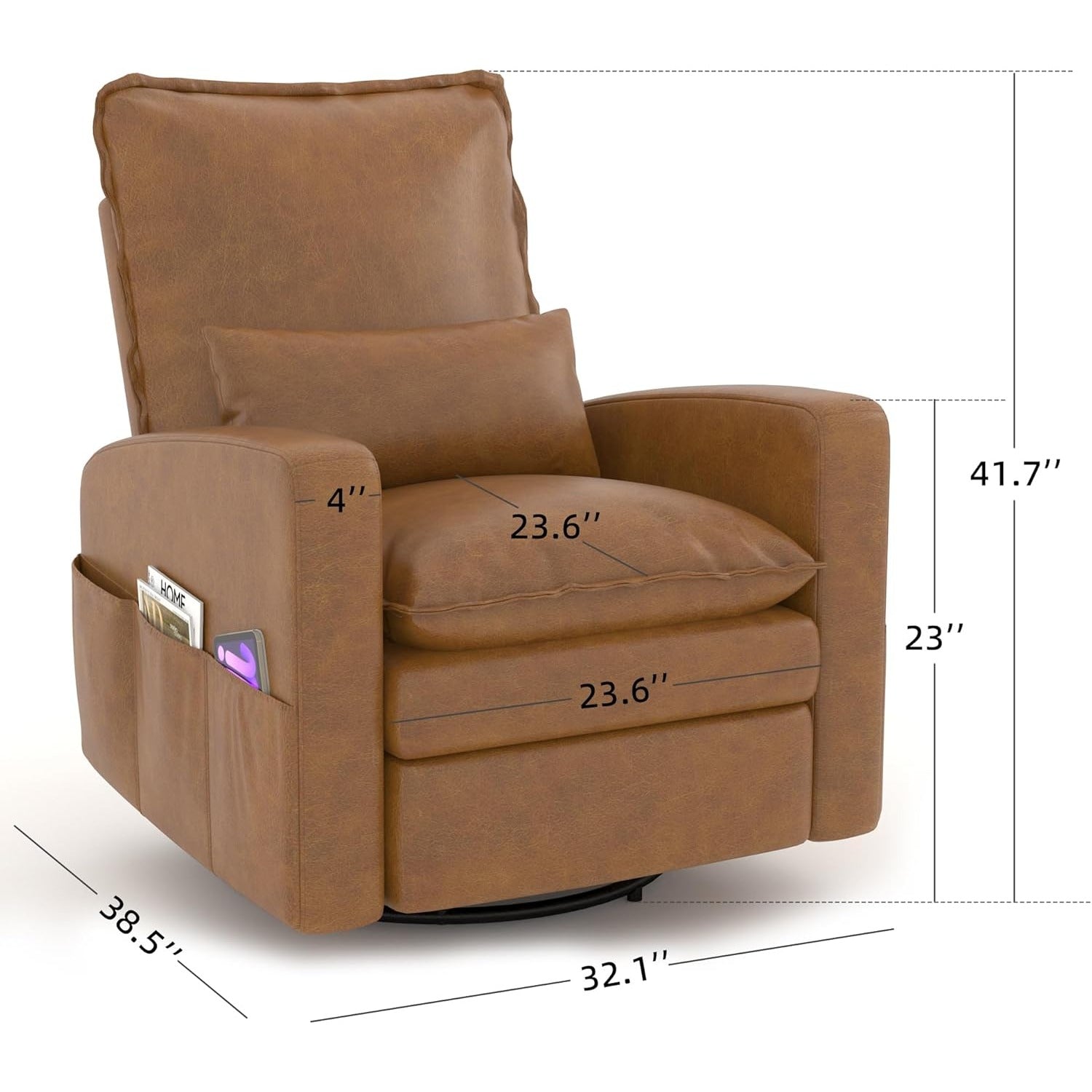 YODOLLA Rocking Chair Reclining Sofa Chair, Faux Leather Brownbest