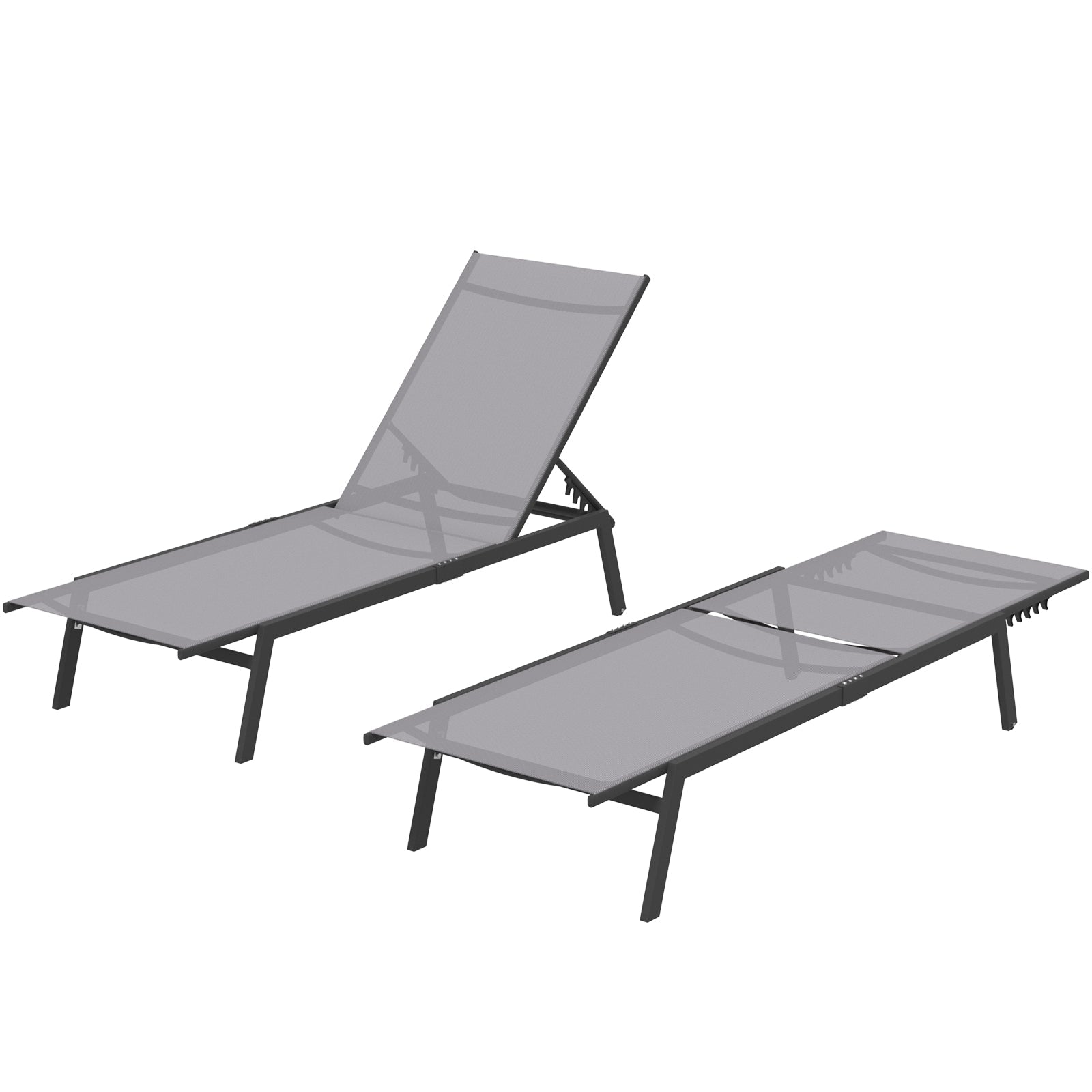 YODOLLA 2 PCS Curved Design Pool Lounge Chairs, Dark Grey
