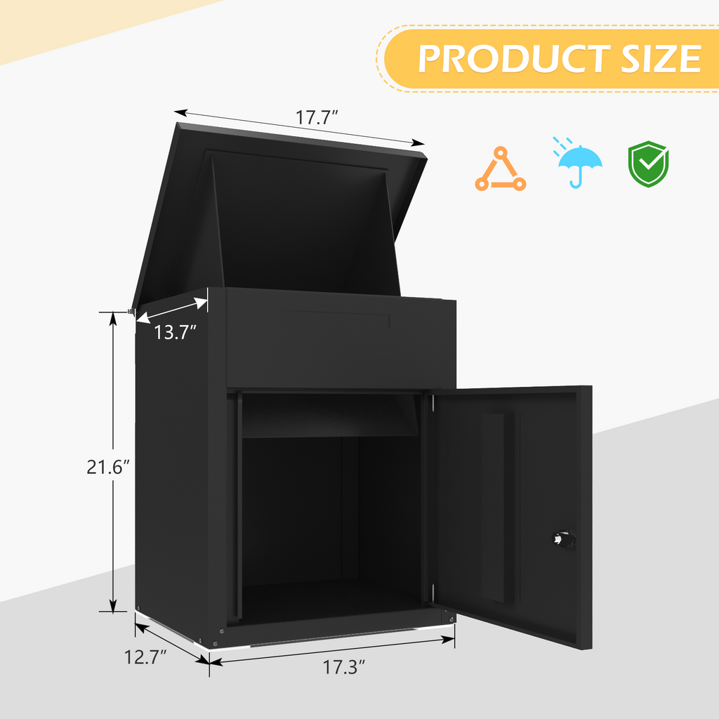 YODOLLA Package Delivery Box for Outside, Black (13.7" x 17.7" x 21.6")best