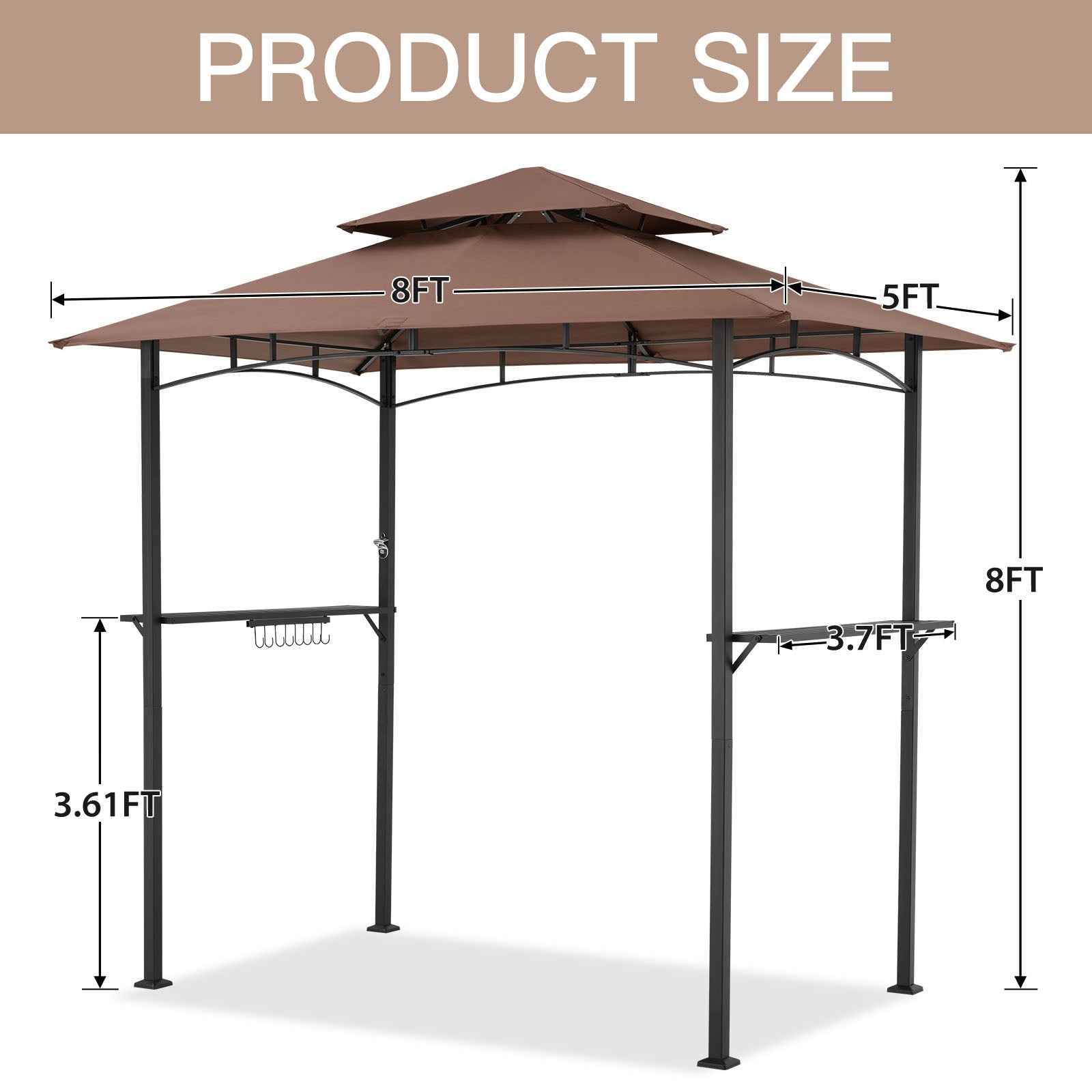 YODOLLA 8' x 5' Grill Gazebo, Brown