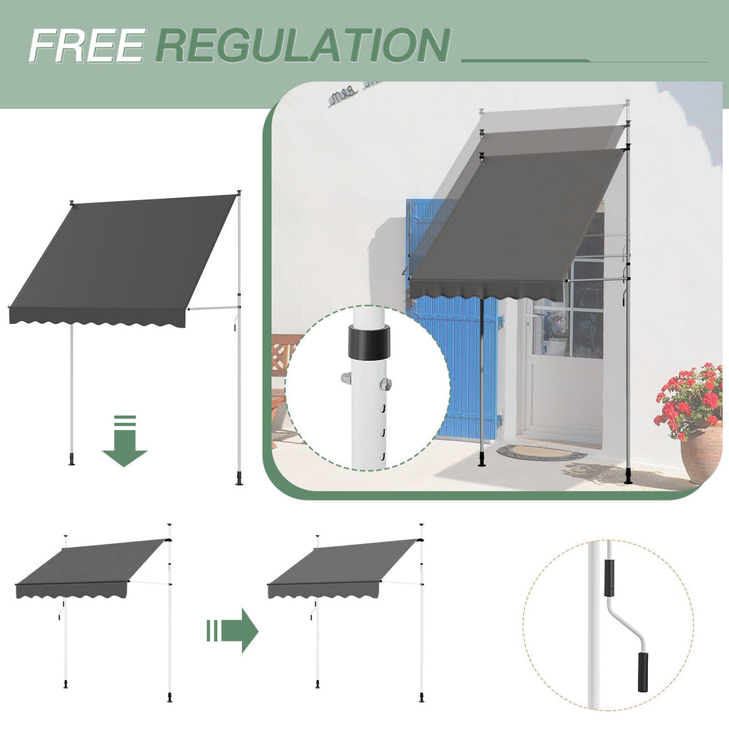 YODOLLA 78”×47” Free Standing Awning, Dark Grey